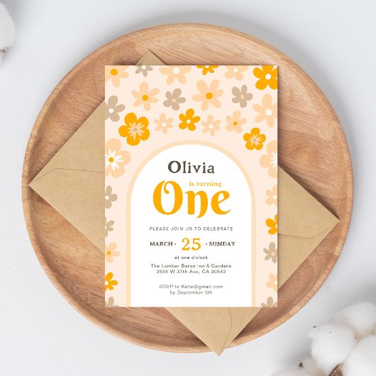 Invitation Daisy Boho Floral 1er anniversaire