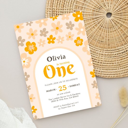 Invitation Daisy Boho Floral 1er anniversaire