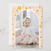 Invitation Daisy Boho Floral Photo 1er Anniversaire (Dos)
