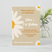 Invitation Daisy boho party Invitation, marguerite rétro anni (Debout devant)