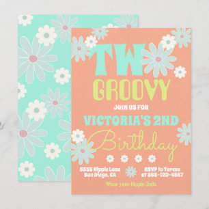 Invitation Daisy Boho Super Hippie Anniversaire Fête Invitati