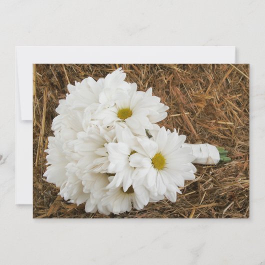 Invitation Daisy Bouquet & Hay - Pays / Barn Mariage (Devant)