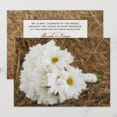 Invitation Daisy Bouquet & Hay - Pays / Barn Mariage (Devant / Derrière)