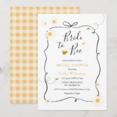 Invitation Daisy Bow Ribbon Moderne Mariée d'abeille à la nup (Devant / Derrière)