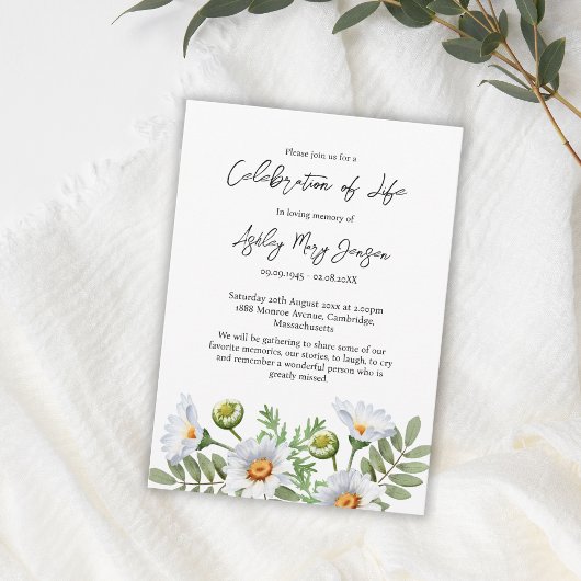 Invitation Daisy Celebration of Life Funeral