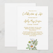 Invitation Daisy Celebration of Life Funeral (Devant / Derrière)