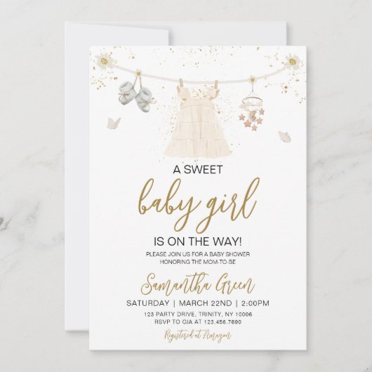 Invitation Daisy C'est un Baby shower de vêtements pour bébé (Devant)