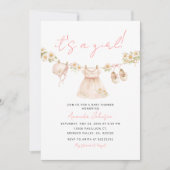 Invitation Daisy Clothesline Baby Girl Shower Invite (Devant)