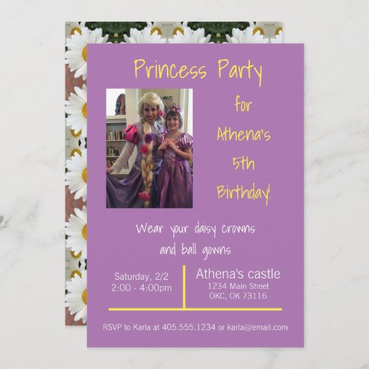 Invitation Daisy Crowns and Ball Gowns Princess Party Invitat (Devant / Derrière)