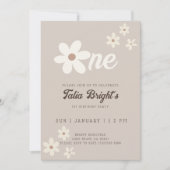 Invitation Daisy d'anniversaire ambiance naturelle boho rétro (Devant)