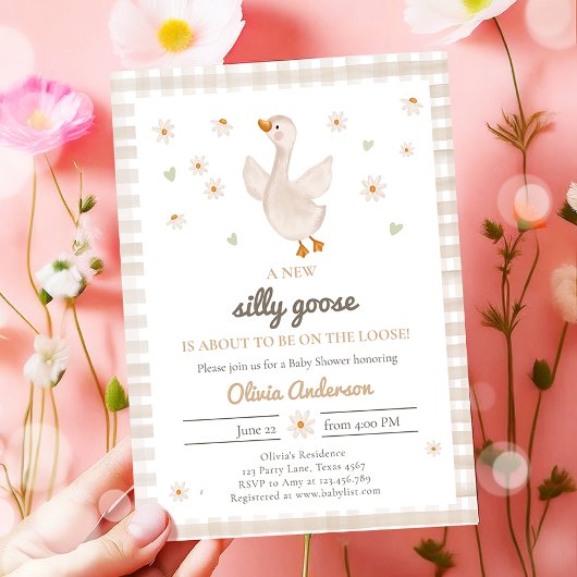 Invitation Daisy En vichy Baby shower de la ferme de printemp