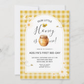 Invitation Daisy En vichy Honey Bee 1er anniversaire Invitati (Devant)