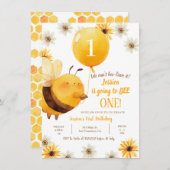 Invitation Daisy et Bee Sunflower Premier anniversaire (Devant / Derrière)