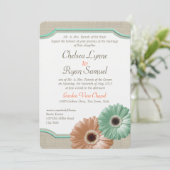 Invitation Daisy et Burlap Mint et Peach (Debout devant)