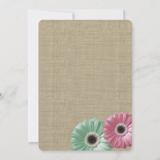 Invitation Daisy et Burlap Mint vert et rose (Dos)