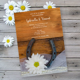Invitation Daisy et Horseshoe Country Fiançailles Barn Party