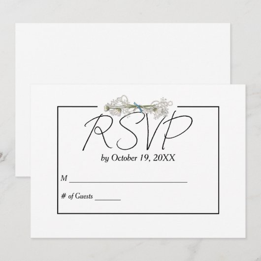 Invitation Daisy et Perles RSVP Mariage  (Devant / Derrière)