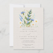 Invitation Daisy été Blue Floral Mariage botanique (Devant)