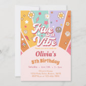Invitation Daisy Five est une Vibe Retro 5e anniversaire Invi (Devant)