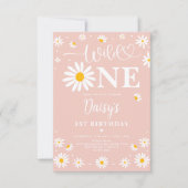 Invitation Daisy Floral Blush Wild One Girl 1er anniversaire (Devant)
