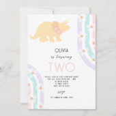 Invitation Daisy Floral Dinosaur (Devant)
