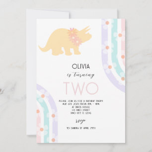 Invitation Daisy Floral Dinosaur