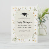 Invitation Daisy Floral Graduation photo sur le dos (Debout devant)