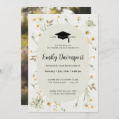 Invitation Daisy Floral Graduation photo sur le dos (Devant / Derrière)