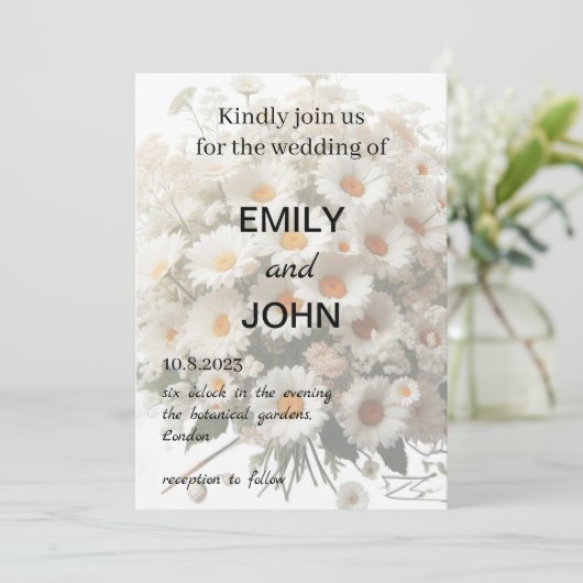 Invitation Daisy Floral Mariage (Debout devant)
