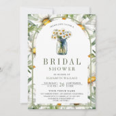 Invitation Daisy Floral Mason Jar Photo QR Code Bridal Shower (Devant)