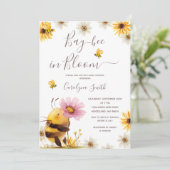 Invitation Daisy Flower Bay Bee in Bloom Baby shower (Debout devant)
