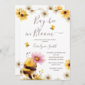 Invitation Daisy Flower Bay Bee in Bloom Baby shower (Devant / Derrière)