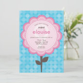 Invitation DAISY FLOWER moderne vintage joli anniversaire aqu (Debout devant)