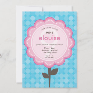 Invitation DAISY FLOWER moderne vintage joli anniversaire aqu