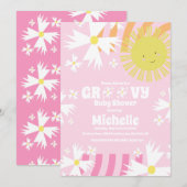 Invitation Daisy Flower Super Baby shower Sun Rainbow (Devant / Derrière)