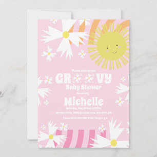 Invitation Daisy Flower Super Baby shower Sun Rainbow