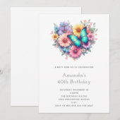 Invitation Daisy Flowers with a Beautiful Butterfly Birthday (Devant / Derrière)