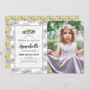 Invitation Daisy Garden Party Photo blanche Anniversaire
