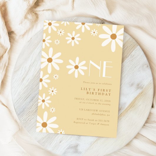 Invitation Daisy Girl 1er Anniversaire Flower Theme
