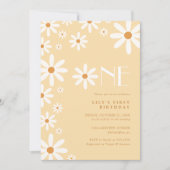 Invitation Daisy Girl 1er Anniversaire Flower Theme (Devant)