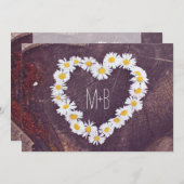 Invitation Daisy Heart Rustic Wood Mariages campagnards Invit (Devant / Derrière)