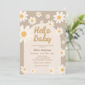 Invitation Daisy Hello Baby Retro Baby Shower (Debout devant)
