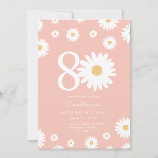 Invitation Daisy Intemporelle Quatre-Vingts Ans (Devant)