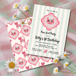 Invitation Daisy Kitty Visage Purr-fect fête d'anniversaire