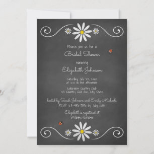 Invitation Daisy Ladybugs Rustic Chalkboard Fête des mariées