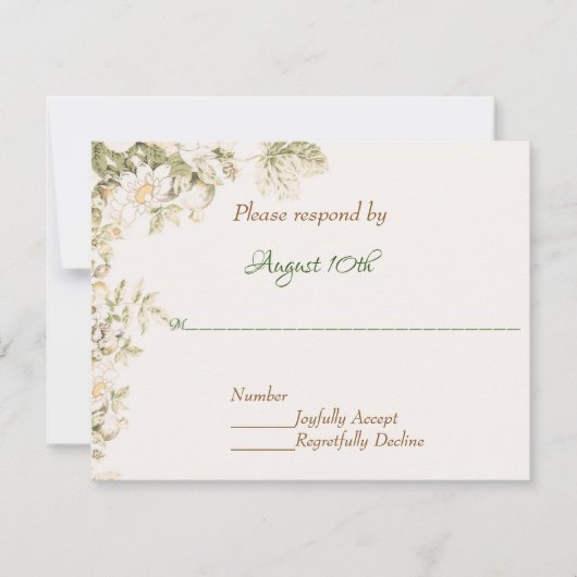 Invitation Daisy, Lily de la Vallée sur Ecru Wedding RSVP (Devant)