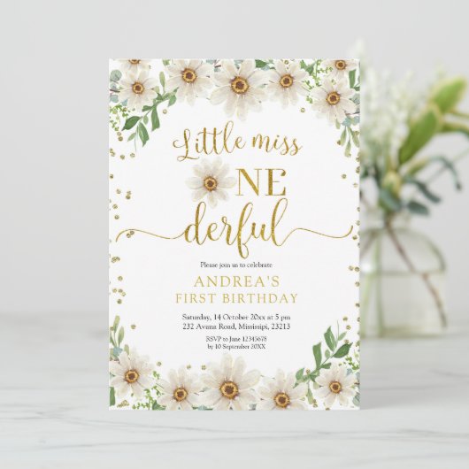 Invitation Daisy Little Miss Onederful (Debout devant)