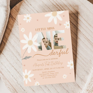 Invitation Daisy Little Miss Onederful Photo Anniversaire