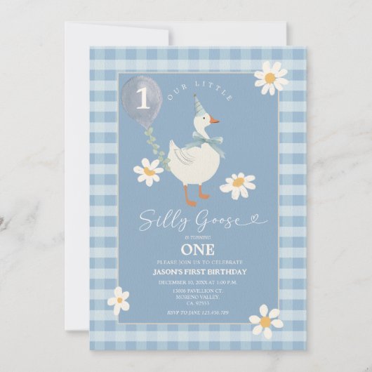 Invitation Daisy Little Silly Goose Balloon Boy 3e anniversai (Devant)