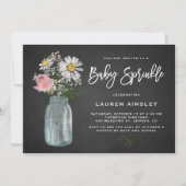 Invitation Daisy Mason Jar Chalkboard Rustic Baby Sprinking (Devant)